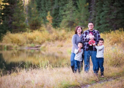 Family posing for portraits